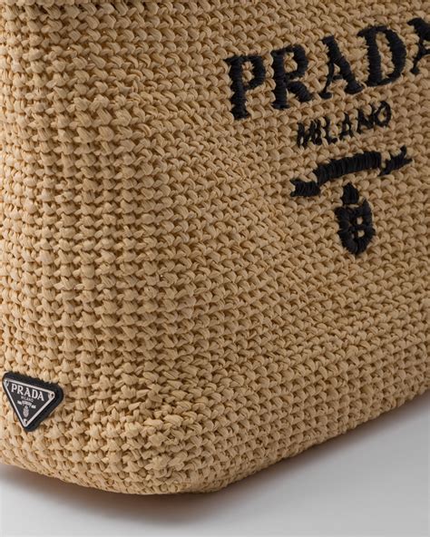 prada raffia woven shopper tote|prada beach bag raffia.